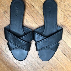 J.Crew Black Leather Slide Sandals - Size 8